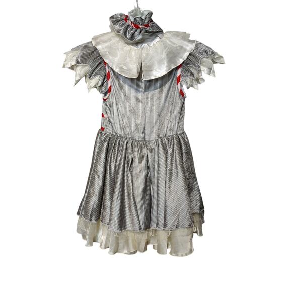Halloweencostumes Girls Sz M 4+ Pennywise Creepy Clown Costume Carnival Grey Red - Picture 3 of 11